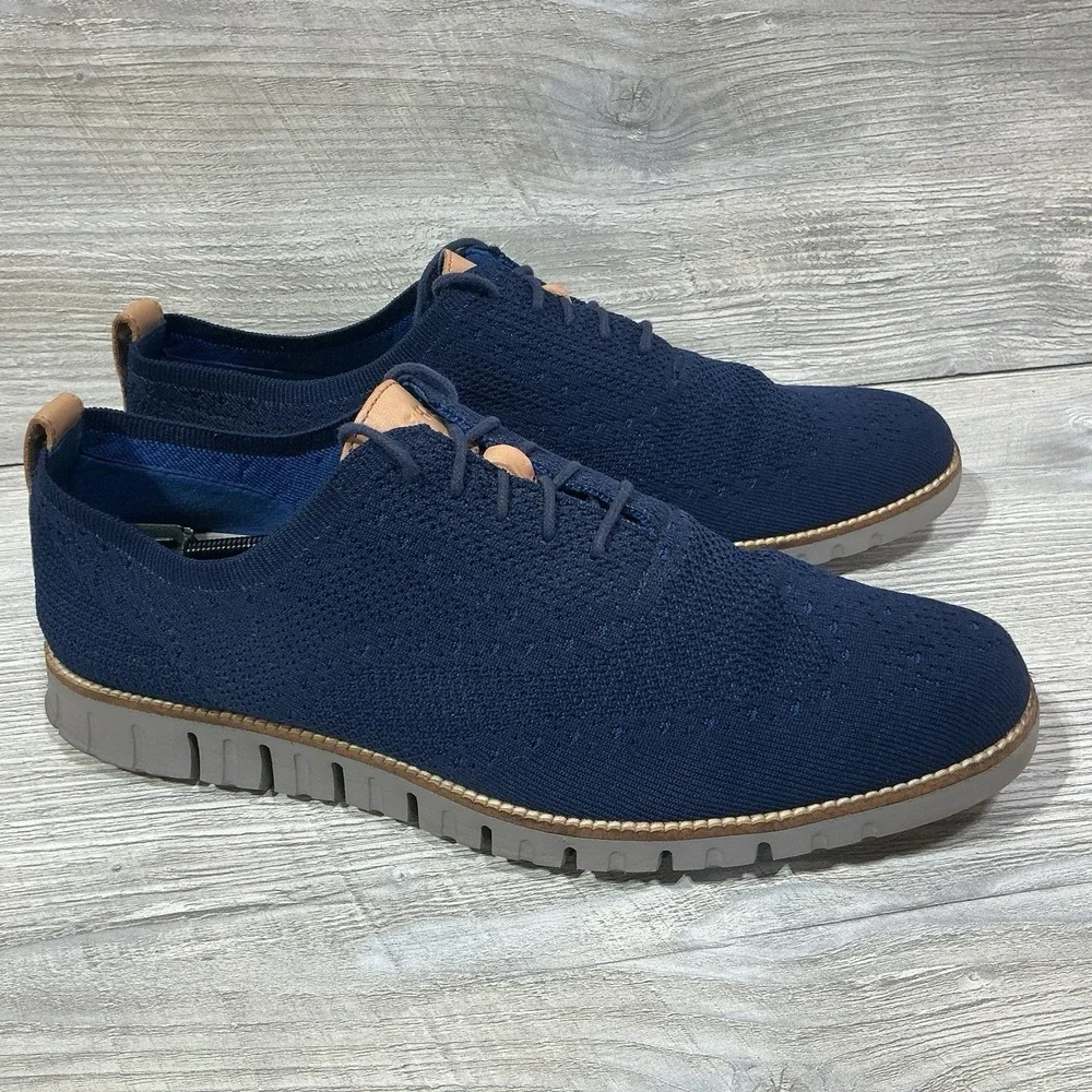 Cole Haan Zerogrand Navy Blue Stitchlite Wingtip Oxford Shoes Men's 13 M C27844