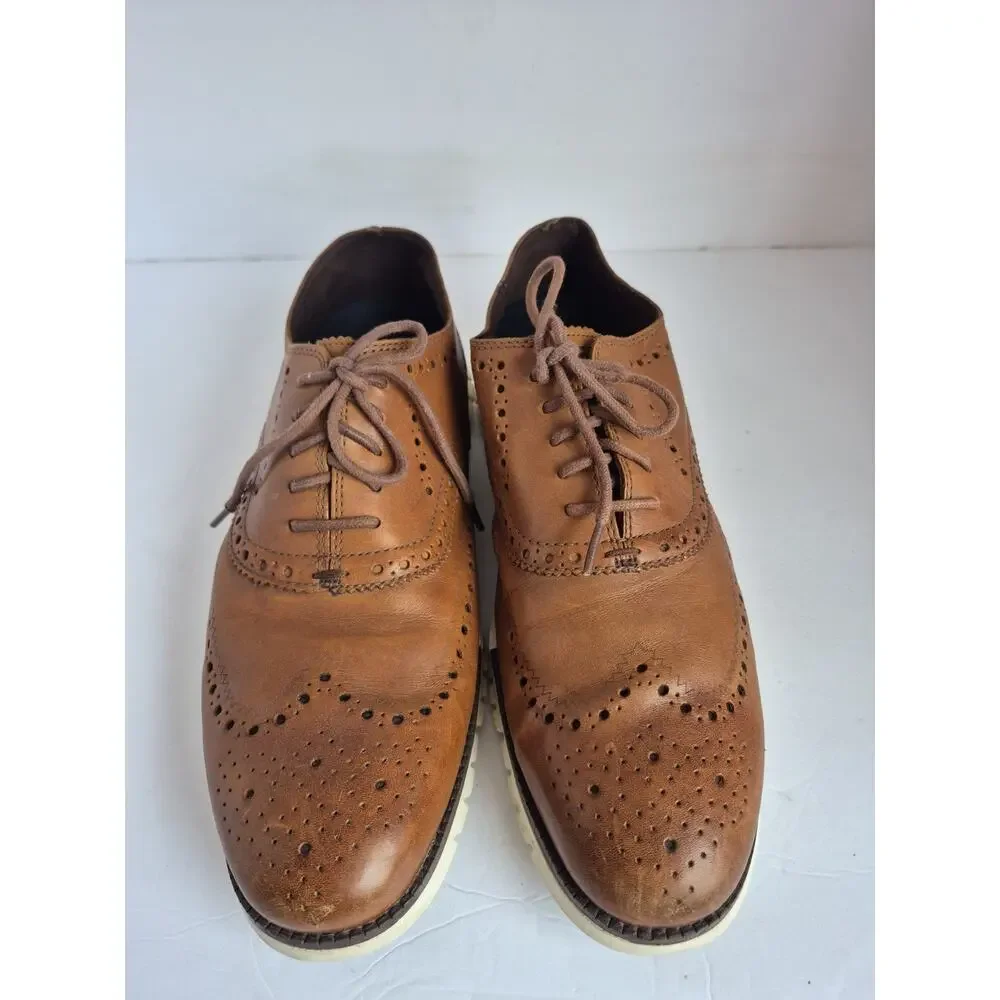 Cole Haan C14493 Mens 12 M British Tan Zerogrand Wingtip Oxford Leather Shoes