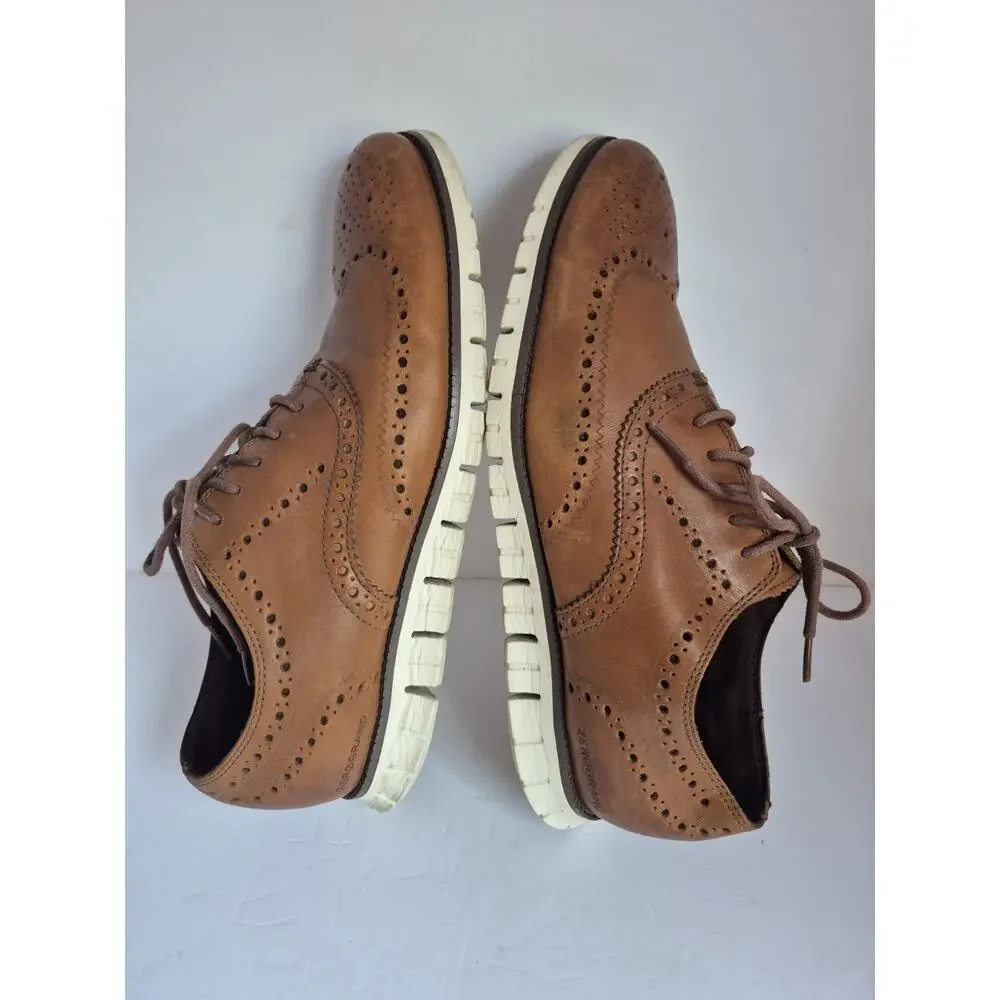 Cole Haan C14493 Mens 12 M British Tan Zerogrand Wingtip Oxford Leather Shoes