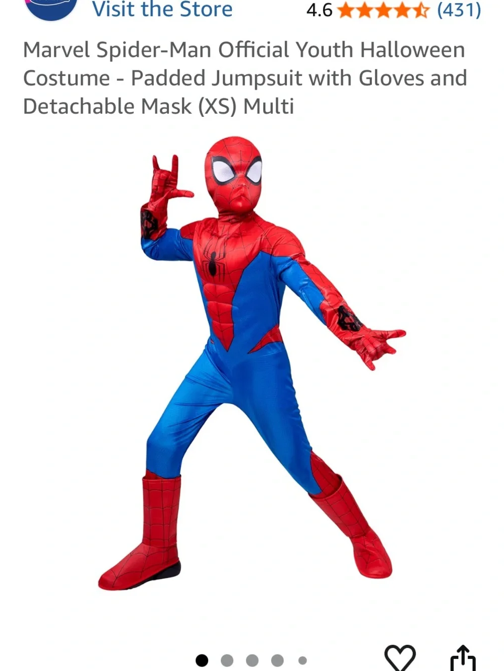 Marvel Spider-Man Kids Padded Jumpsuit Costume - Red & Blue XS GOOD