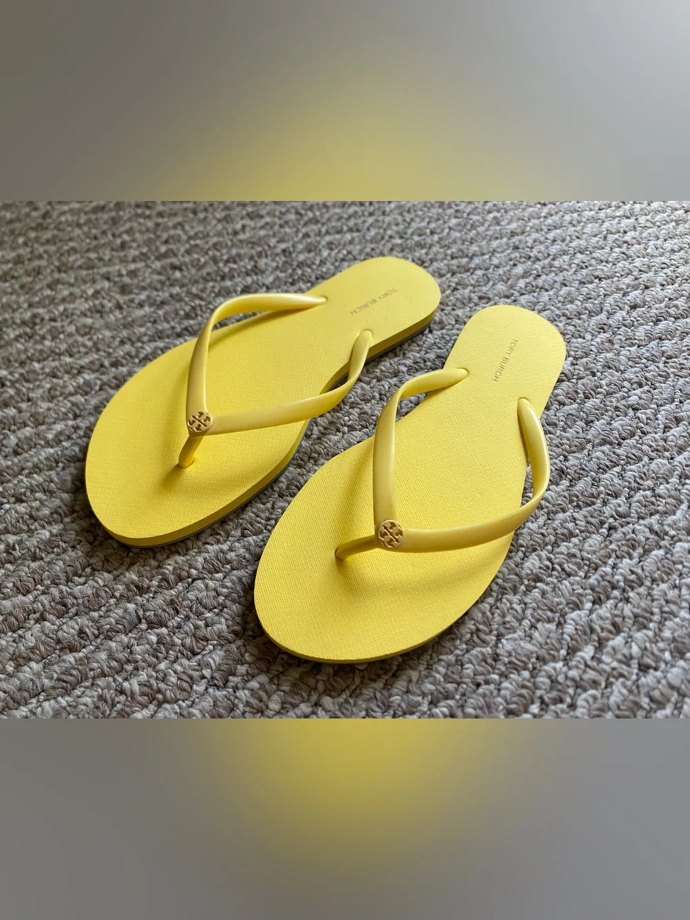 Tory Burch yellow Flip Flop Sandals with Logo Medallion