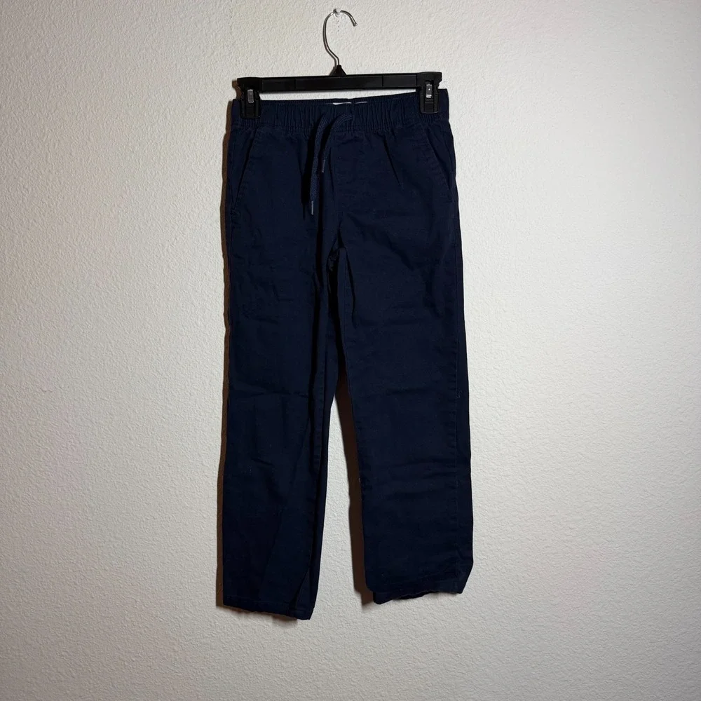 Old Navy Pull On Pants Boys L 10-12 Navy Blue Drawstring Waist Straight Fit‎