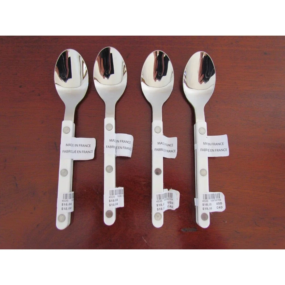 NEW Sabre France Bistrot Solid Teaspon Set of 4 White Handle Anthropologie