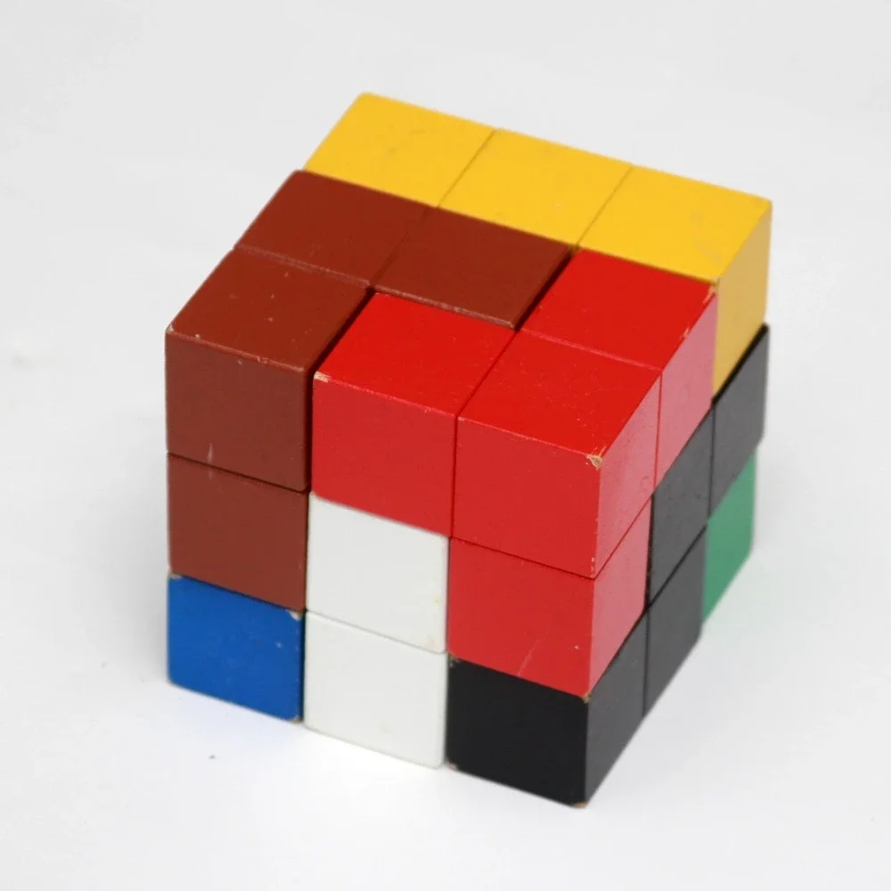 Creative 3D Wooden Cube Puzzle Educational Toys‎ Kids Brain Teaser Used