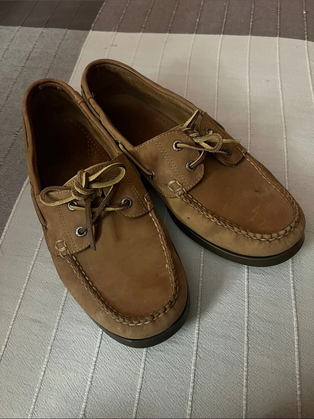 LL Bean Leather Boat Shoes 12 EXTRA WIDE