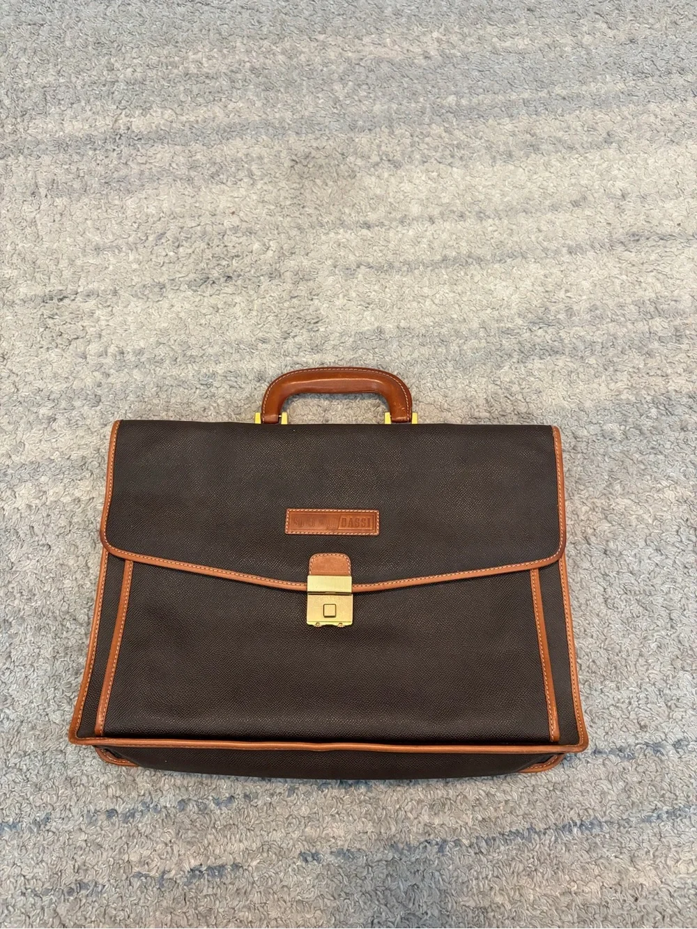 Stefano Dassi Brown Leather Trim Briefcase Laptop Attache Portfolio Bag