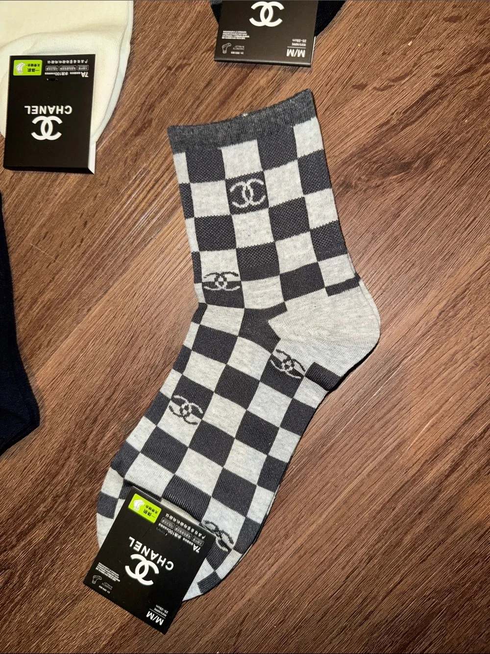 Unbranded CC Logo Black, White, Gray & Cream Logo Crew Sock Set (5 pack)