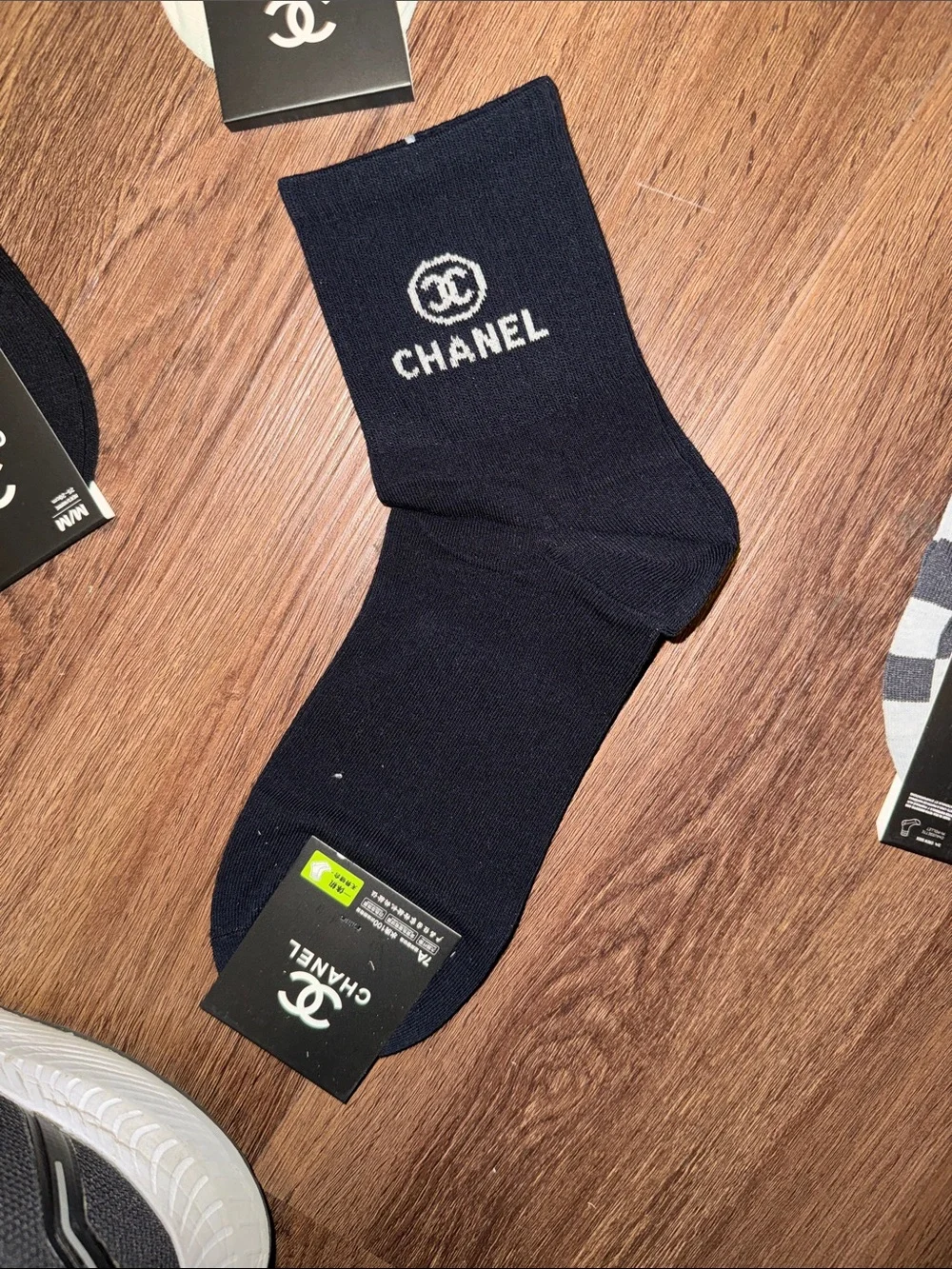 Unbranded CC Logo Black, White, Gray & Cream Logo Crew Sock Set (5 pack)
