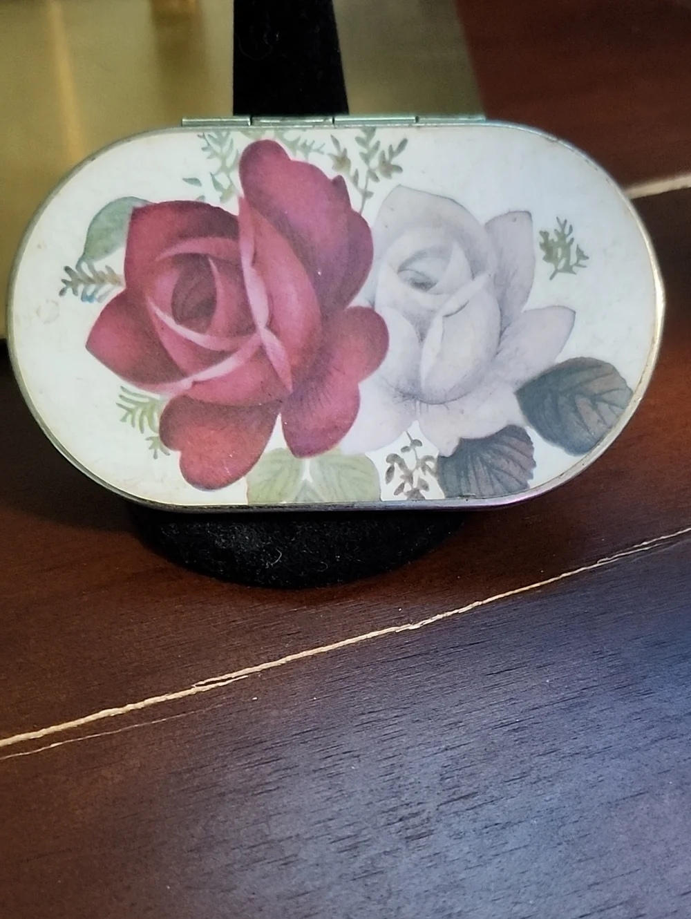 Vintage Make Up / Pill Case With Rose Design