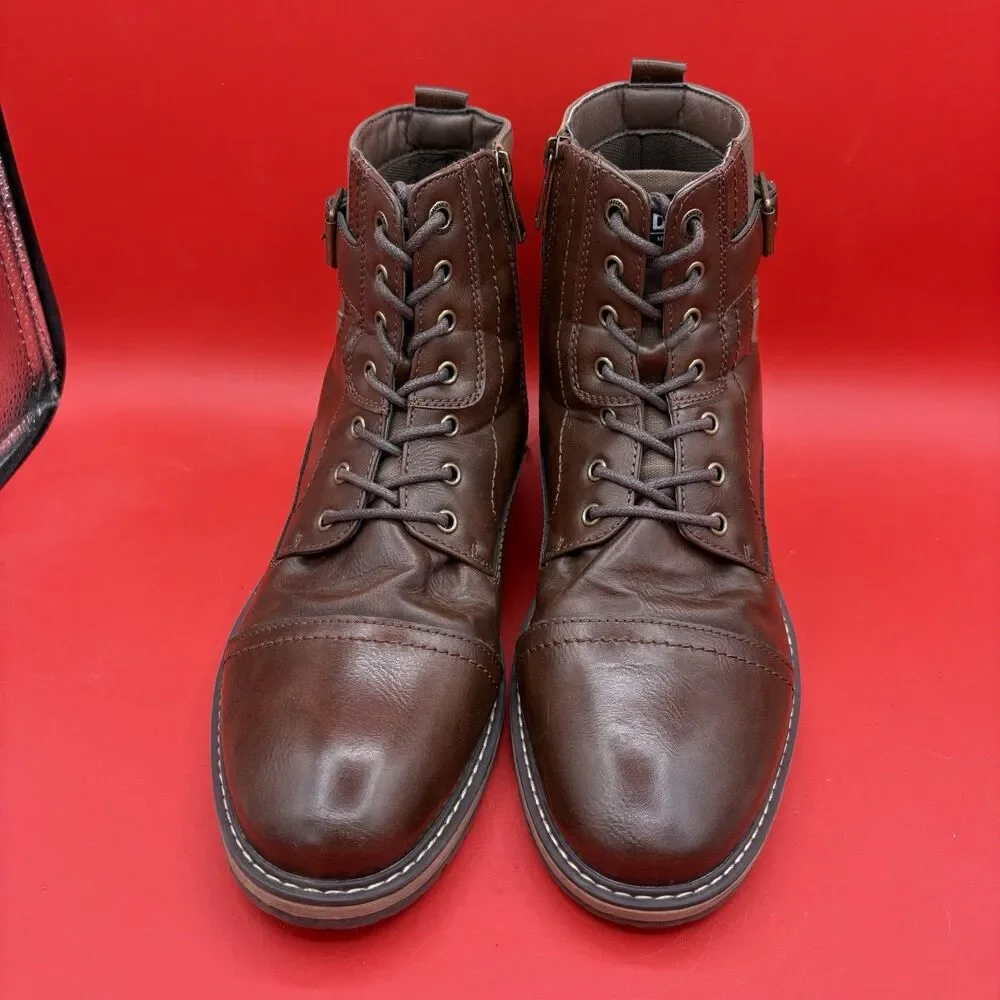 Madden By Steve Madden Ortholite Boots Dark Brown Side Zip Buckle Mens 12