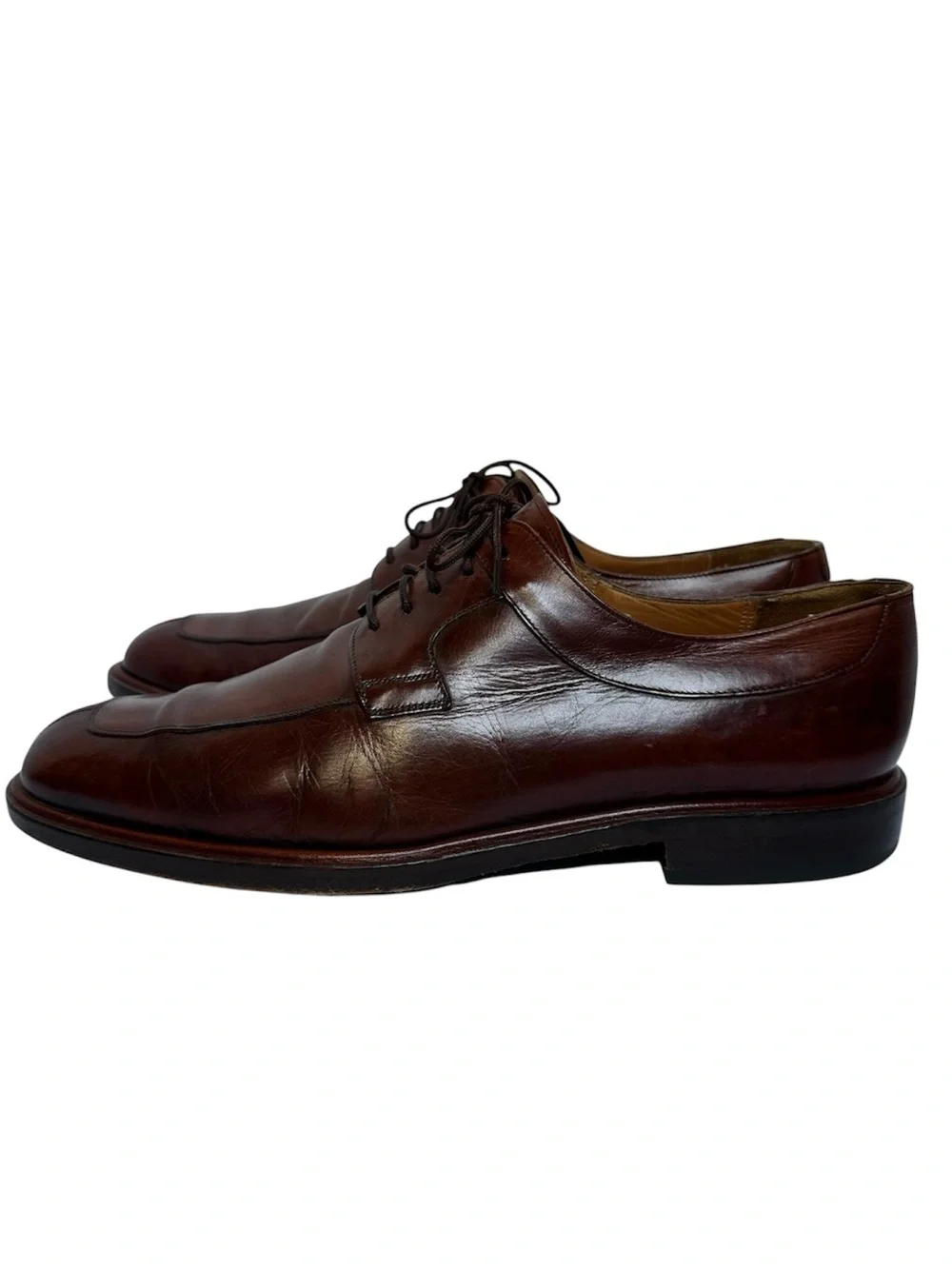 Melzan Men’s Whiskey Brown Lace Up Spilt Front Almond Toe Shoes- Size 11
