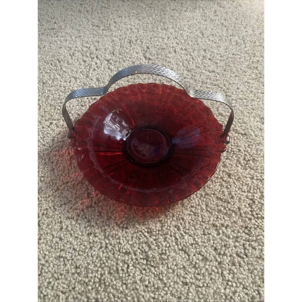 VTG Anchor Hocking Depression Ruby Glass  8