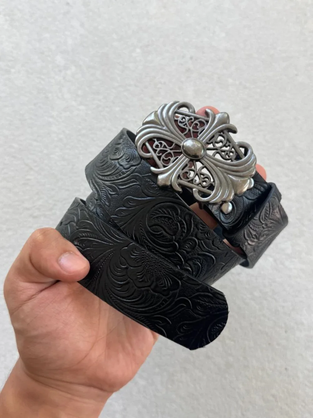 N/A pewter brushed buckle