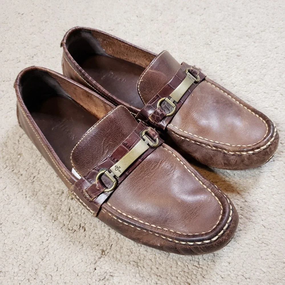 COLE HAAN Mens Shoes Size 10.5M Brown Leather Driving Moccasin Loafers Horse Bit