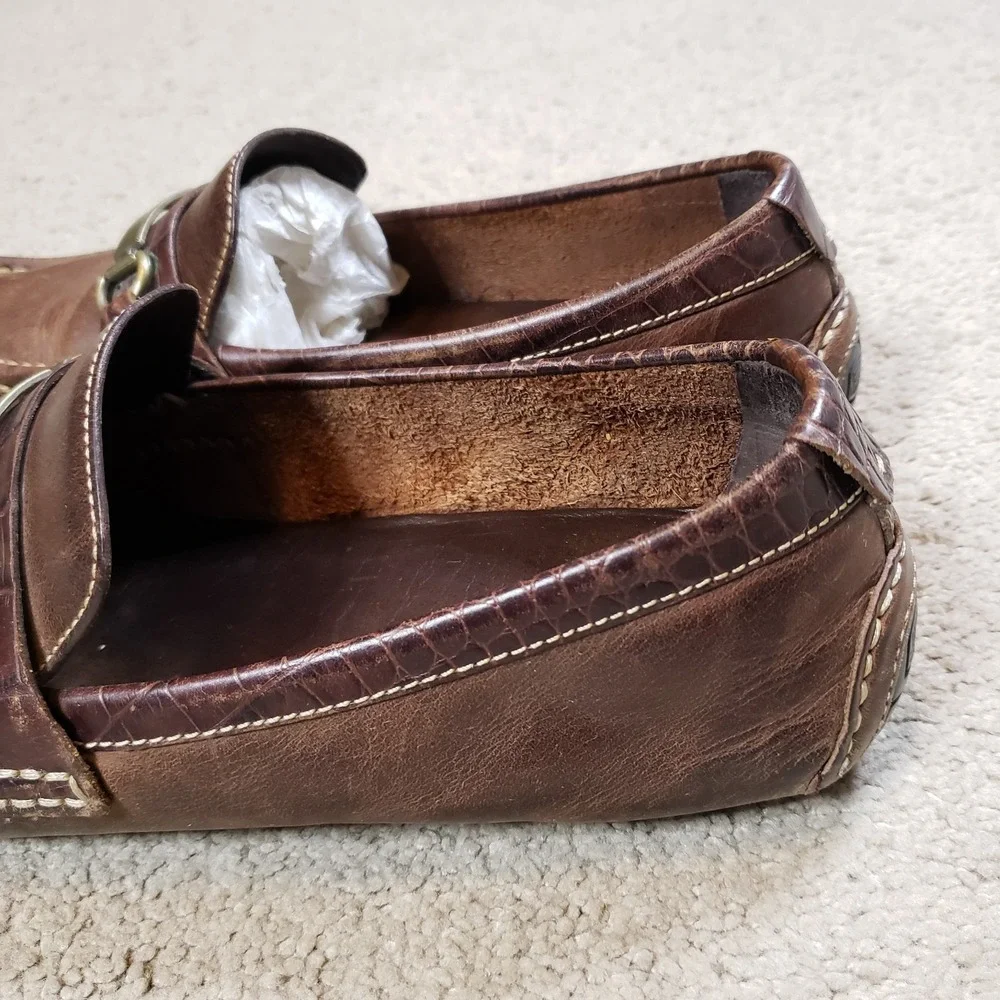 COLE HAAN Mens Shoes Size 10.5M Brown Leather Driving Moccasin Loafers Horse Bit
