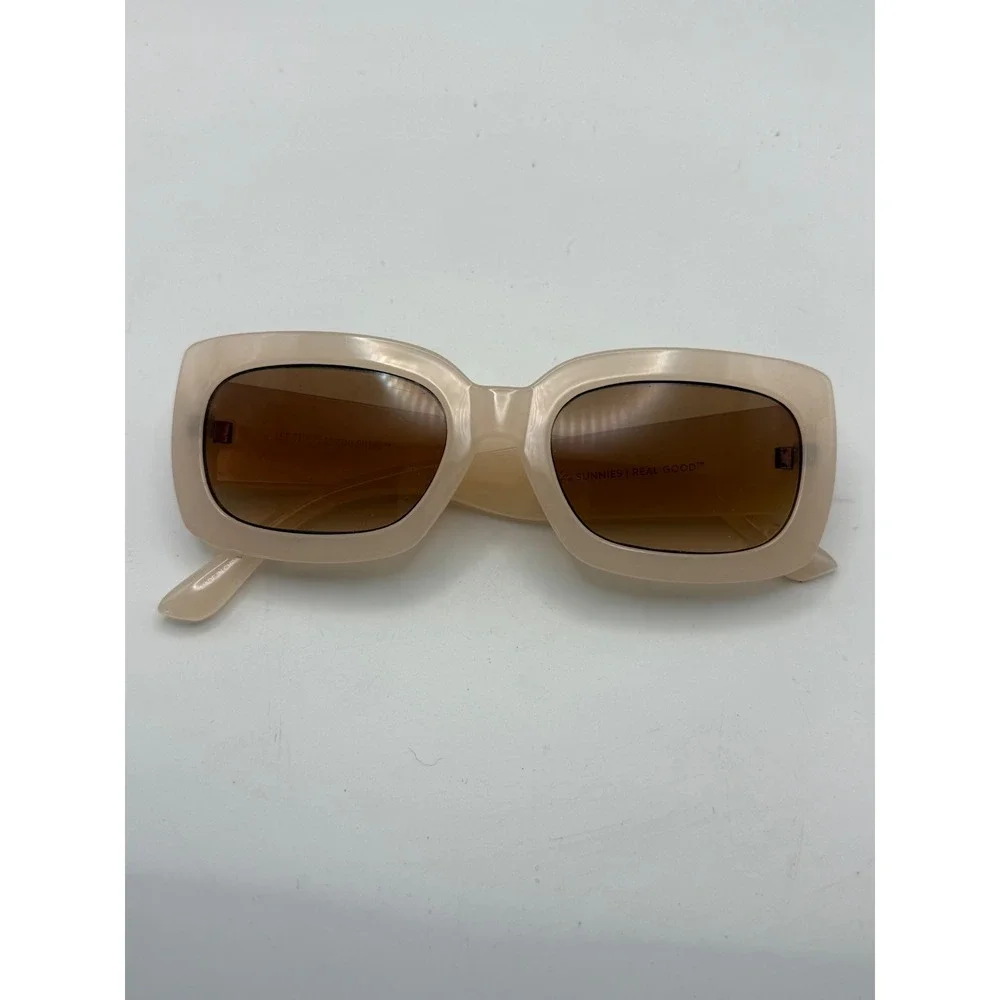 Aerie Sunnies‎ Real Good Rectangular Sunglasses Cream Beige Brown Gradient Lens