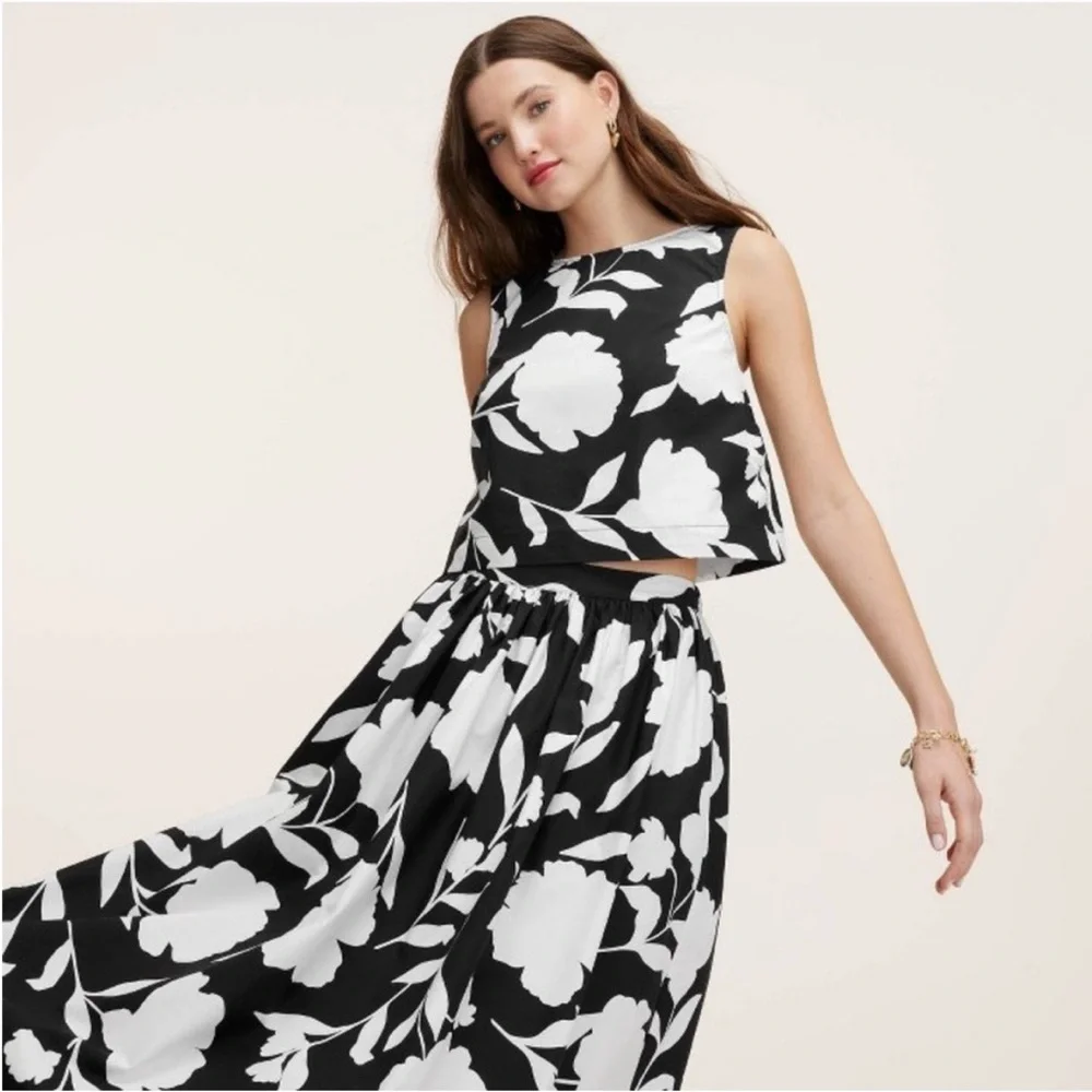 NWT kate spade new york x Target Black/Cream  Volume Midi Skirt  & Tank Top