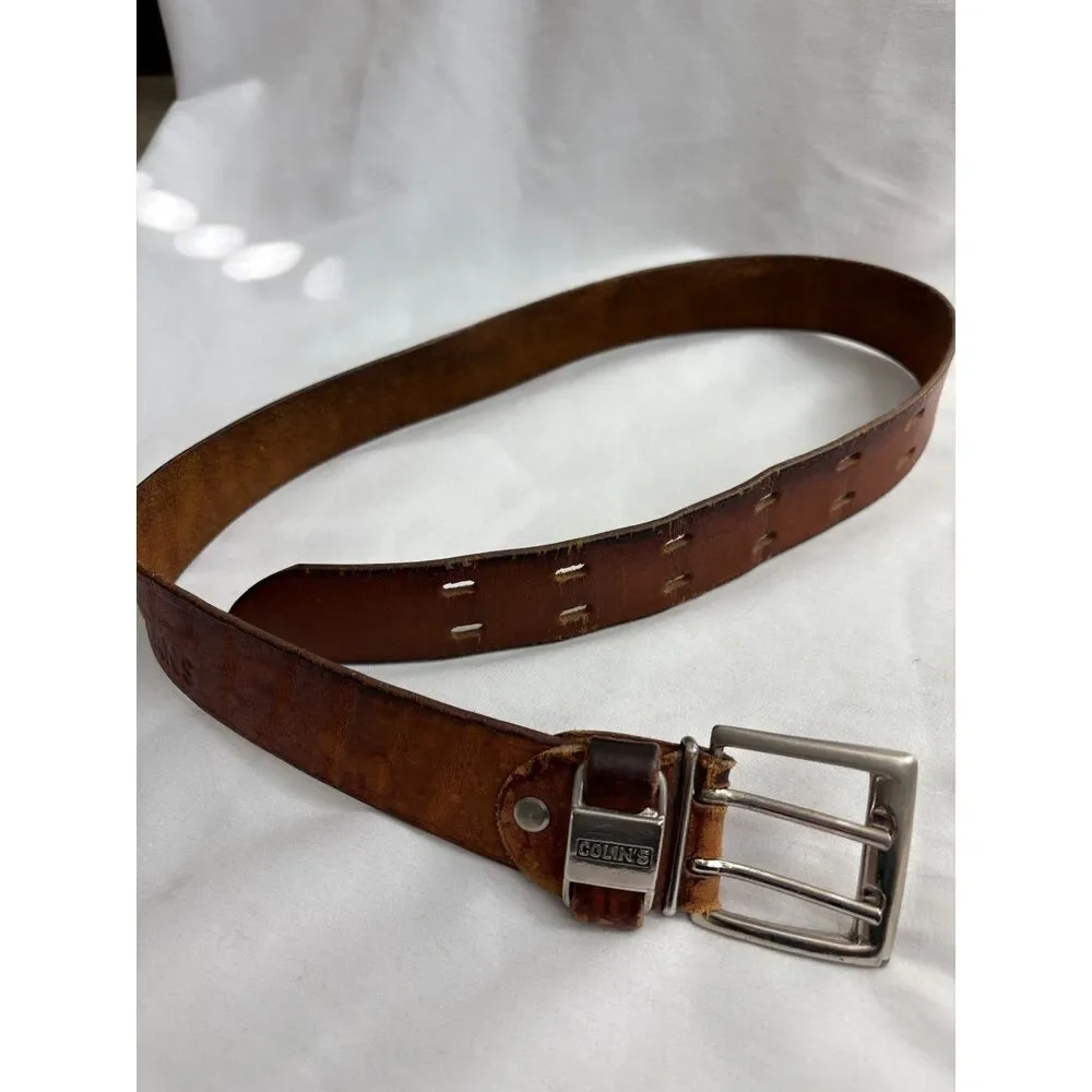 Vintage Colin's Brown Real Leather Belt European Quality Retro 80s 90s