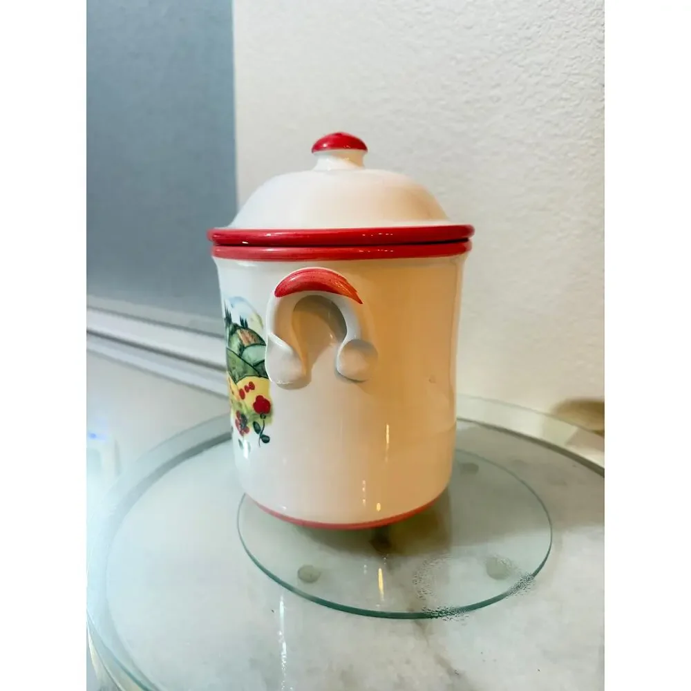 Ceramica Toscana Italian Ceramic Cookie Jar Tuscan Poppies Maestri Artigiani