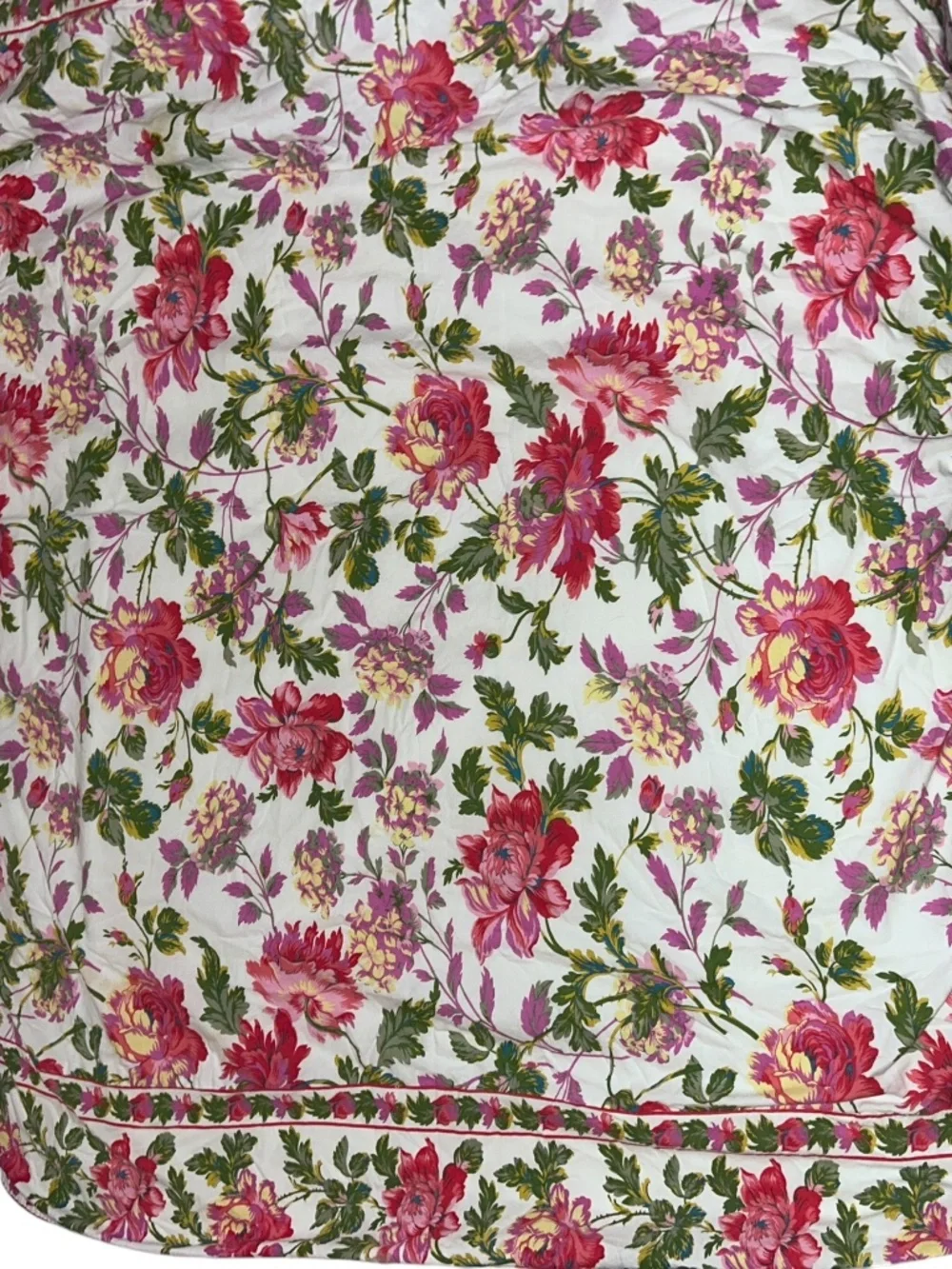 April Cornell 100% cotton French Provencal pink red peonies tablecloth  52