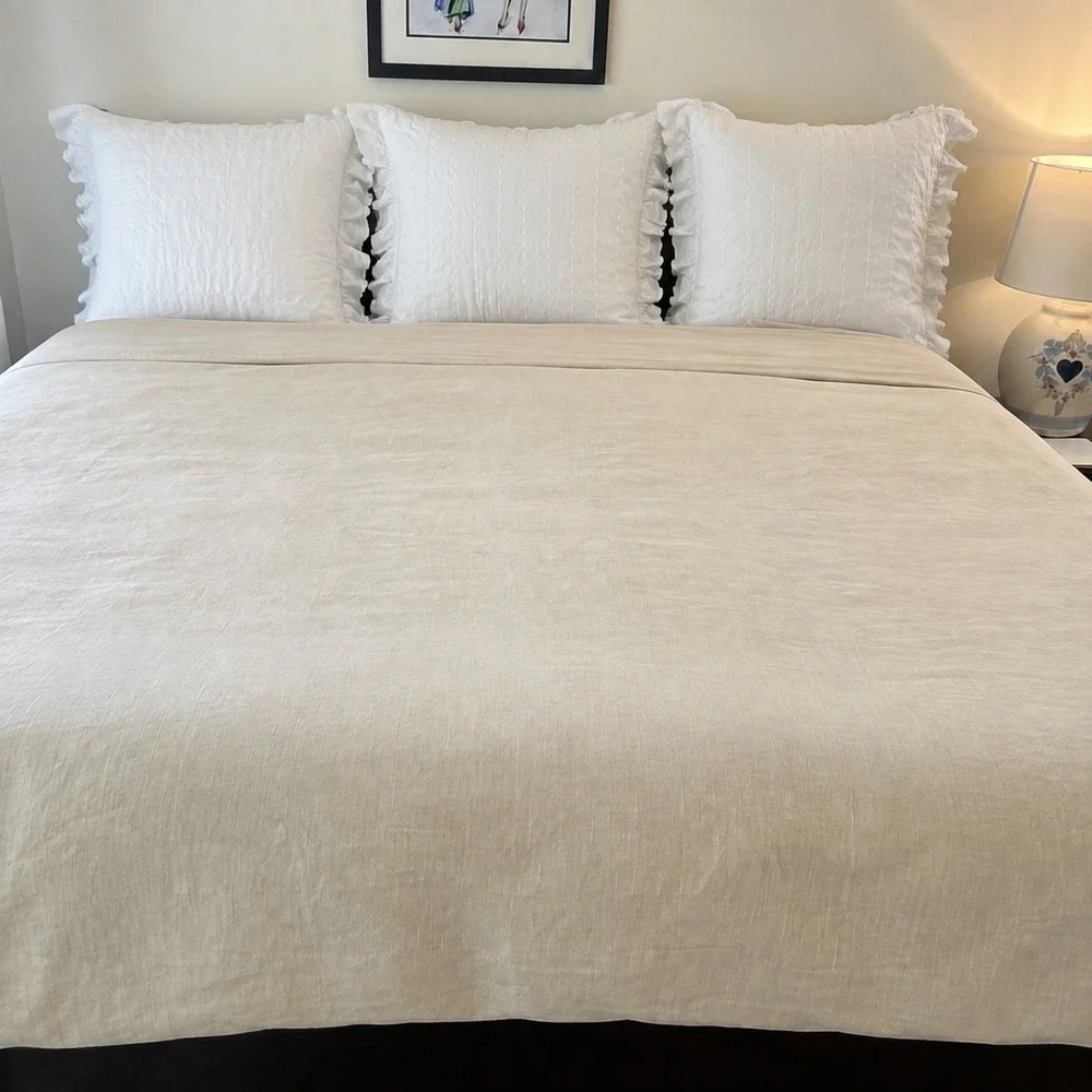 Casaluna Heavyweight Linen Blend Duvet Cover Full / Queen Natural Beige Textured