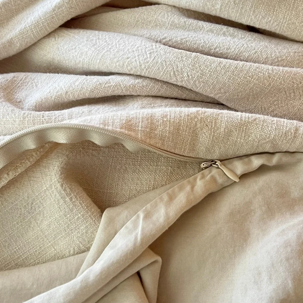 Casaluna Heavyweight Linen Blend Duvet Cover Full / Queen Natural Beige Textured