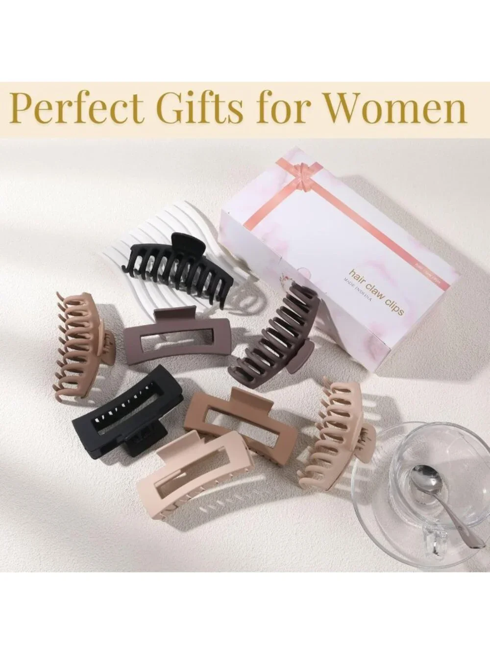Large Hair Claw Clips for Women - Strong Hold Matte Banana Clips for All Hair