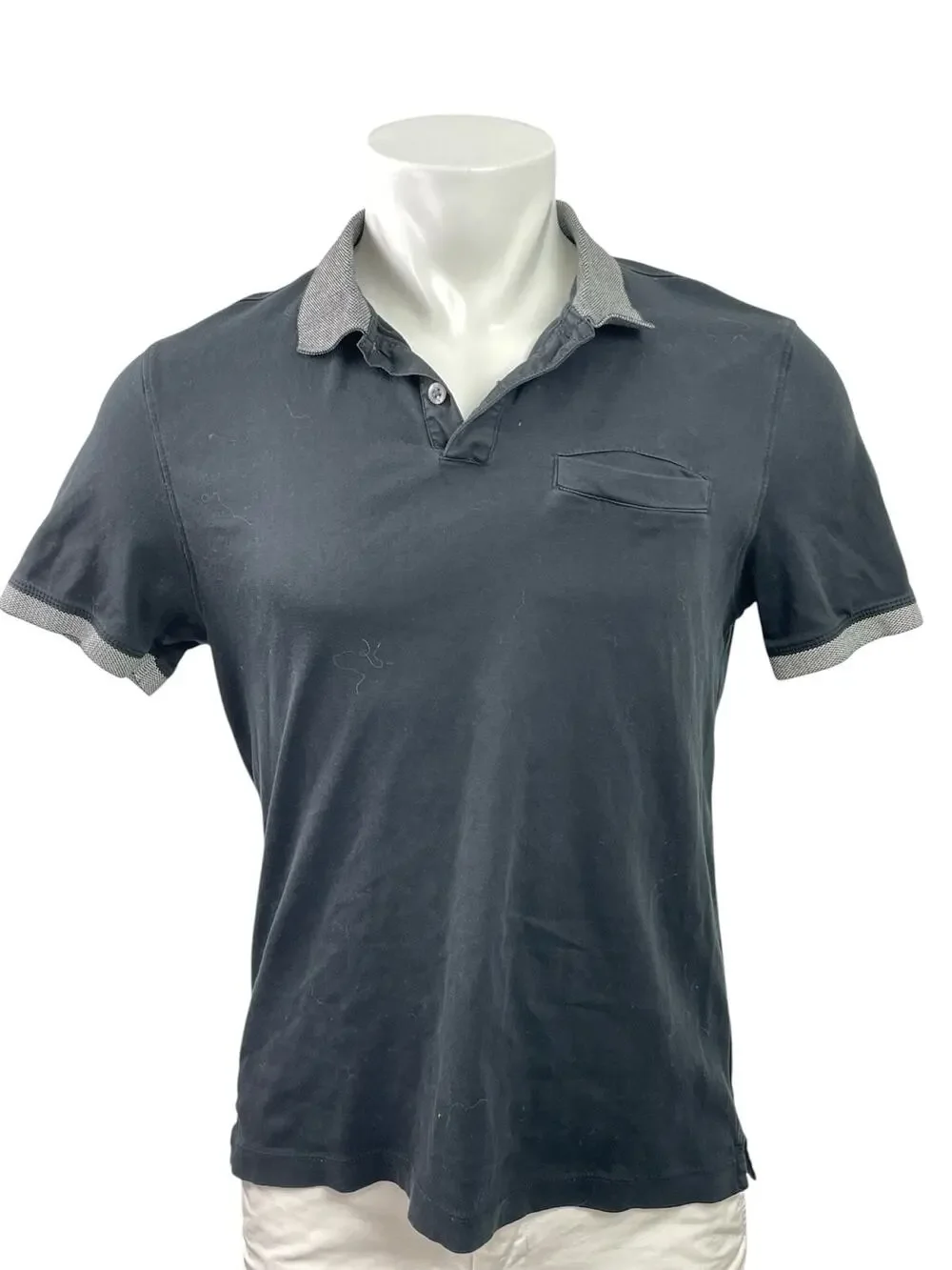 Banana Republic Luxe Touch Black Short Sleeve Performance Polo Shirt Top Size M