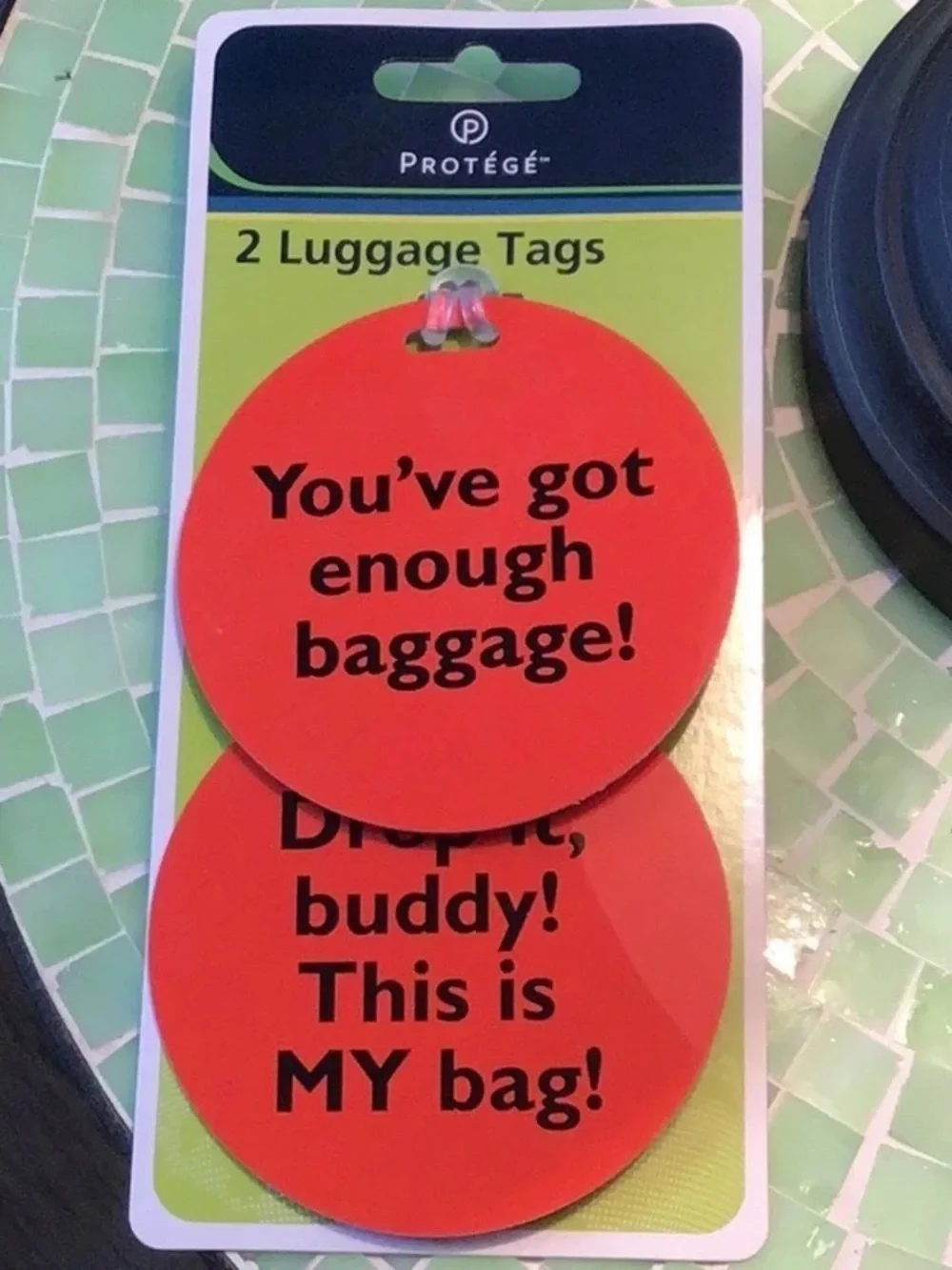 Red Round Luggage Tags - Set of 2