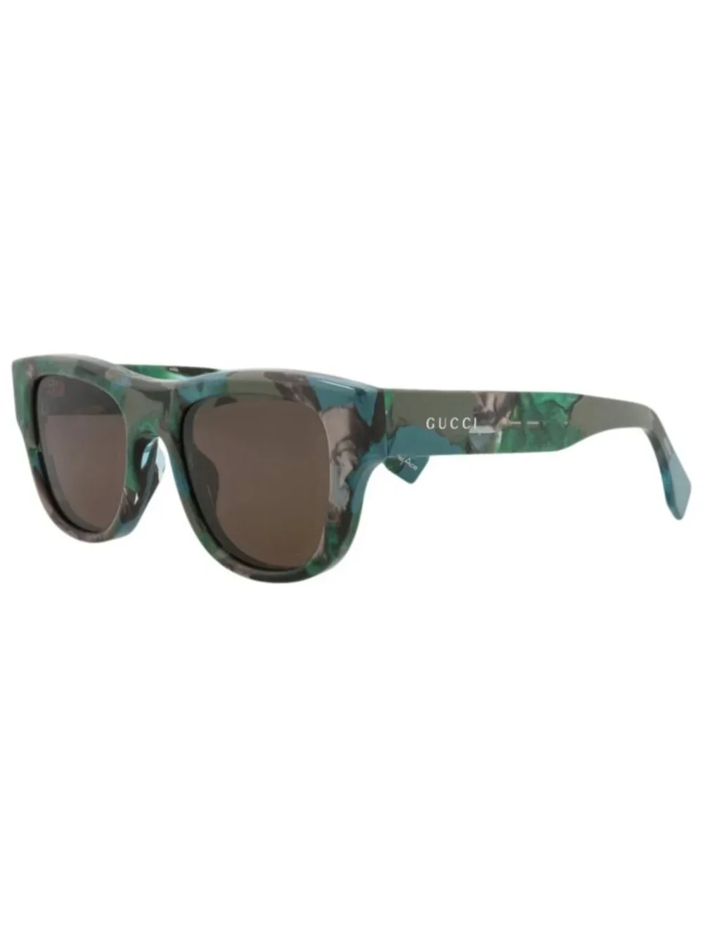 New Gucci Women's Sunglasses Square Rectangle Recycled Acetate Frame Mens Green
