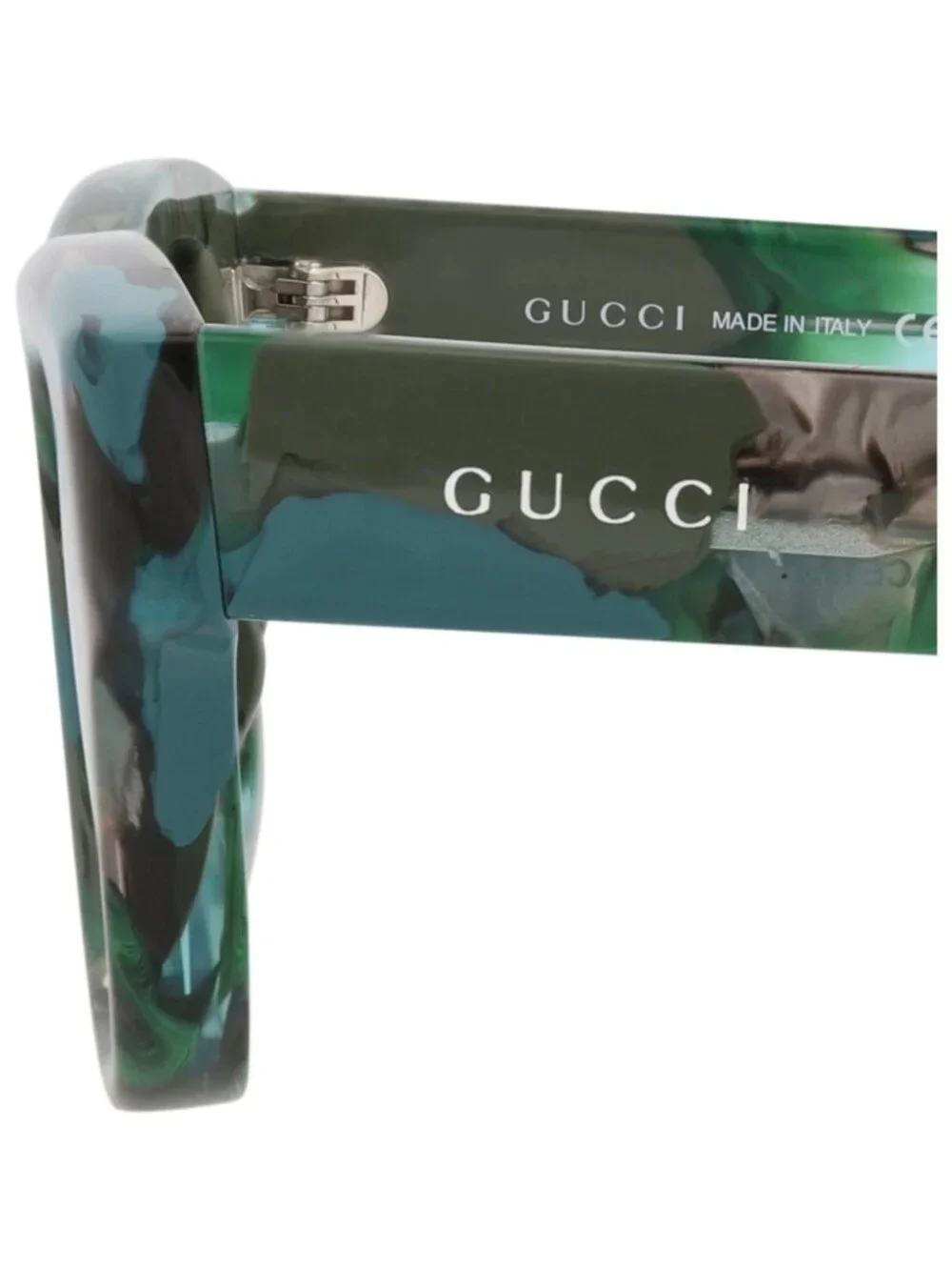 New Gucci Women's Sunglasses Square Rectangle Recycled Acetate Frame Mens Green