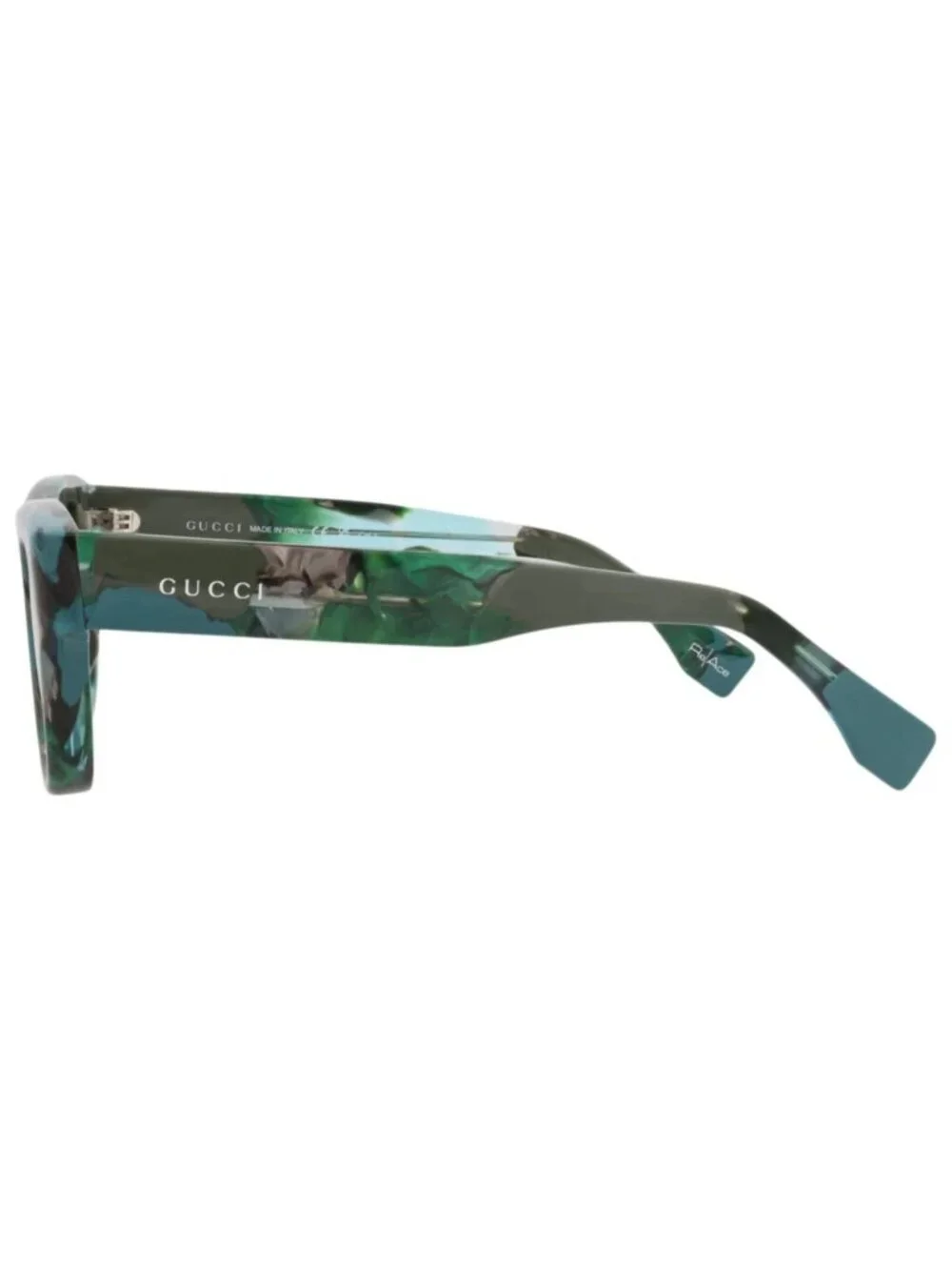 New Gucci Women's Sunglasses Square Rectangle Recycled Acetate Frame Mens Green