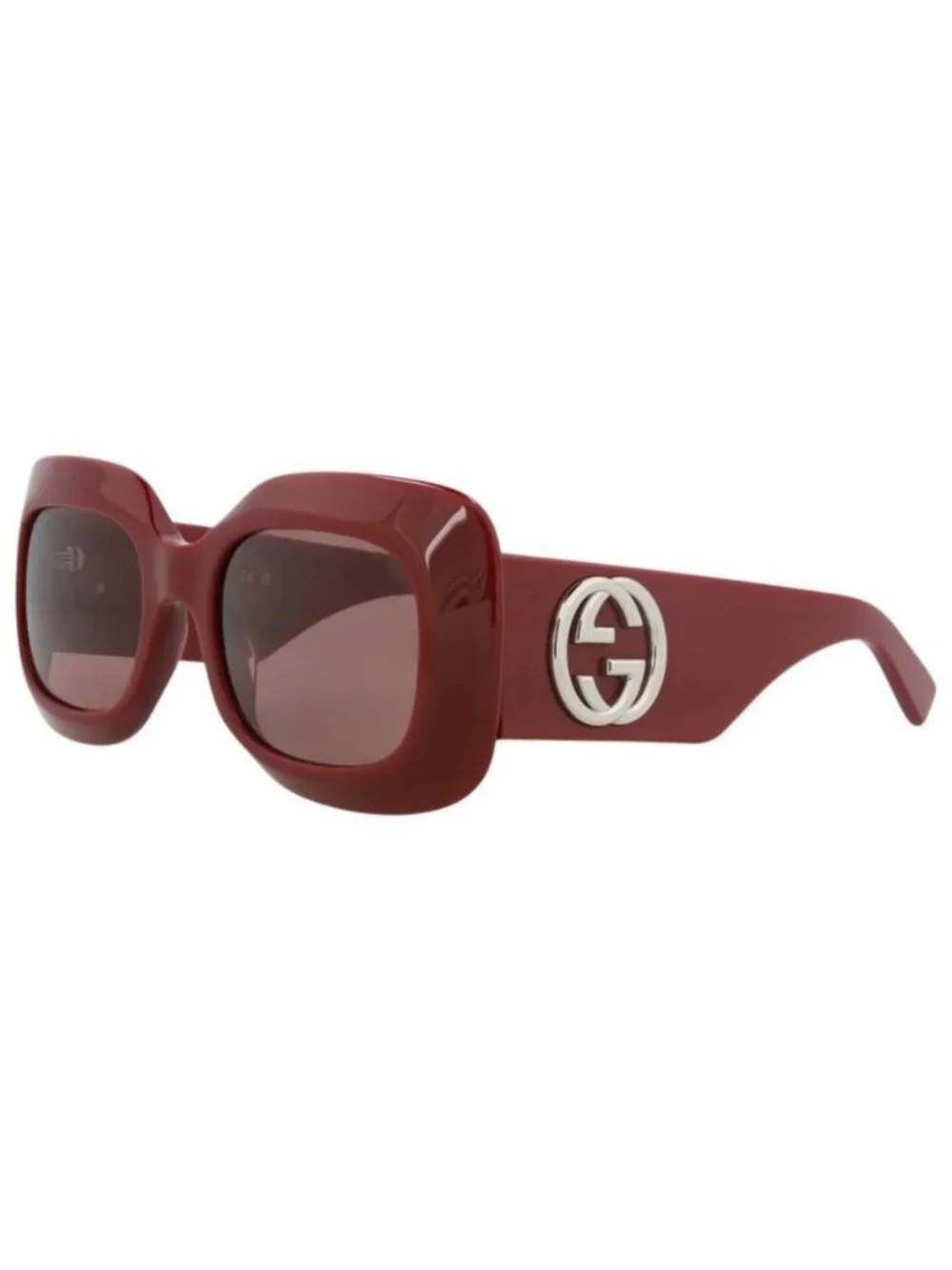 New Gucci Womens Square/Rectangle Burgundy Burgundy Brown Fashion Designer Sungl