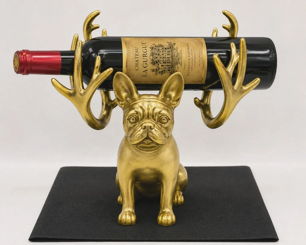 rare decor  Gold Antler Wine Bottle Holder Resin Bar
