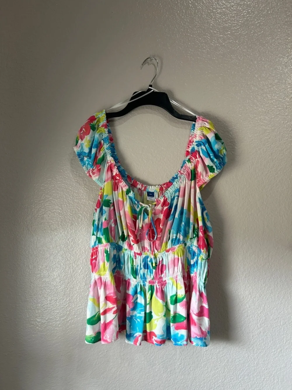 OLD NAVY Top Plus Size XXL Floral Rayon Tropical Beachy Stretchy Summer TC0374