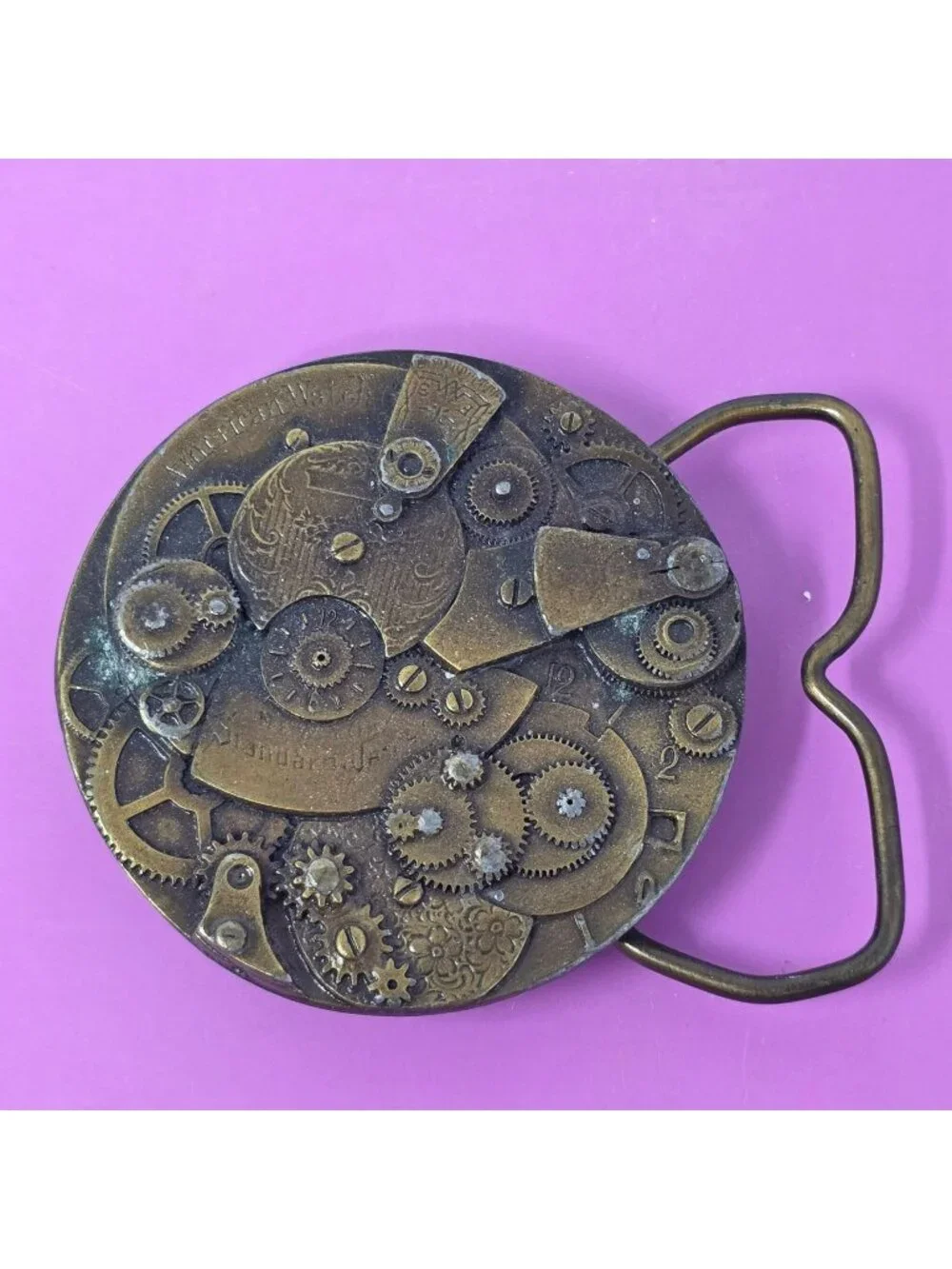 Vintage Steampunk Brass Gear‎ Design Belt Buckle With Antique Finish