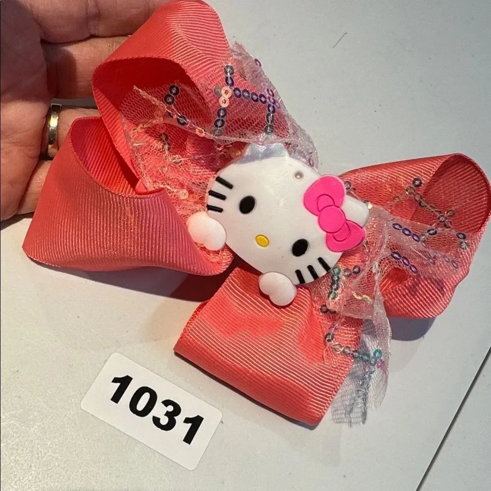 1031 Salmon  Color Hello Kitty Hair Bow‎ Alligator Clip