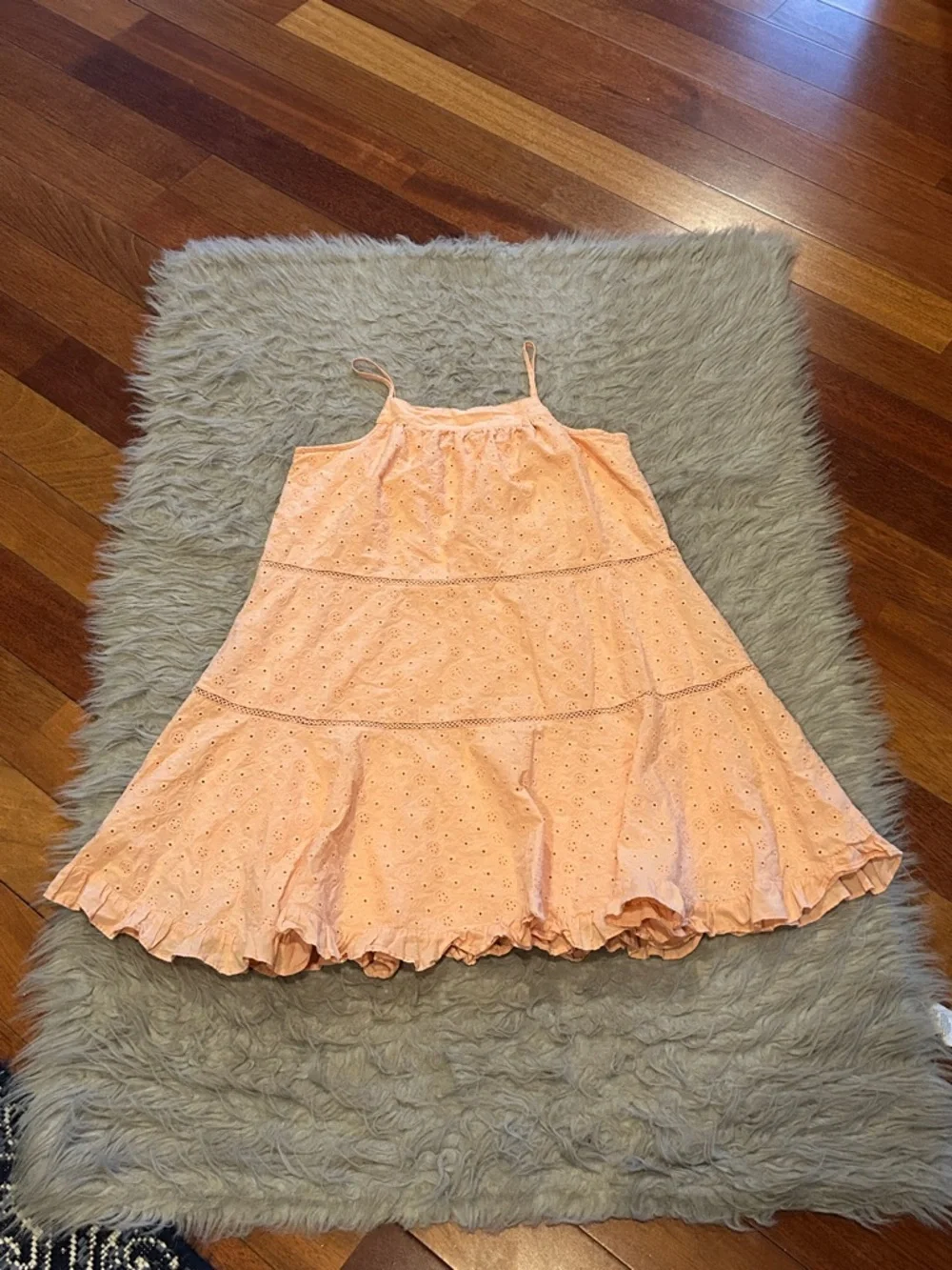 Carters Girls Peach Eyelet Sundress with Ruffle Hem‎
