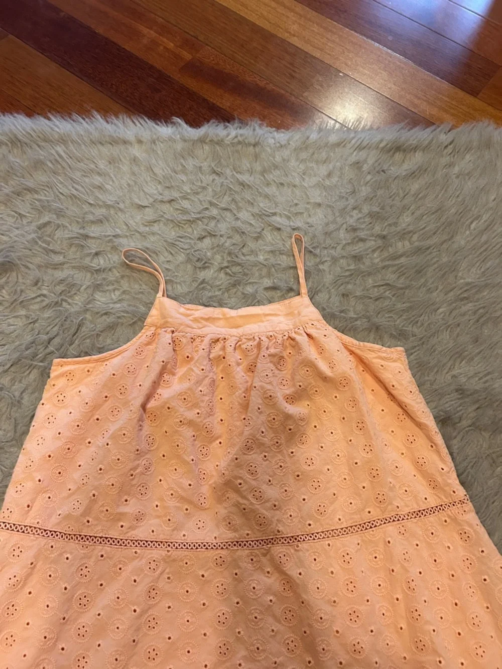 Carters Girls Peach Eyelet Sundress with Ruffle Hem‎