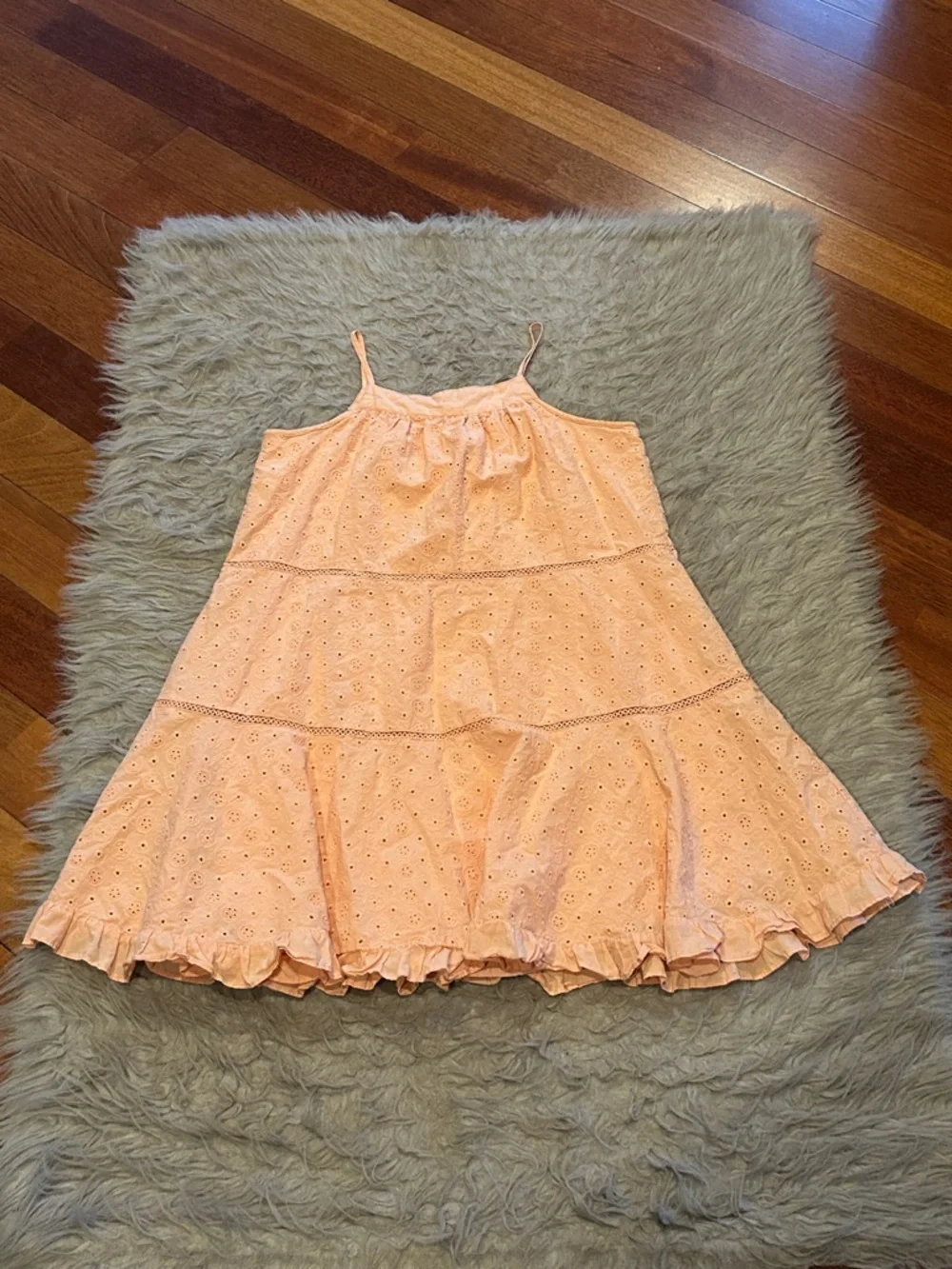 Carters Girls Peach Eyelet Sundress with Ruffle Hem‎