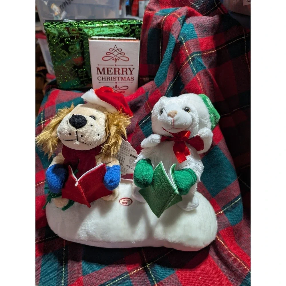 Christmas Singing Snow Pets Animated Musical Plush Dog‎ & Cat