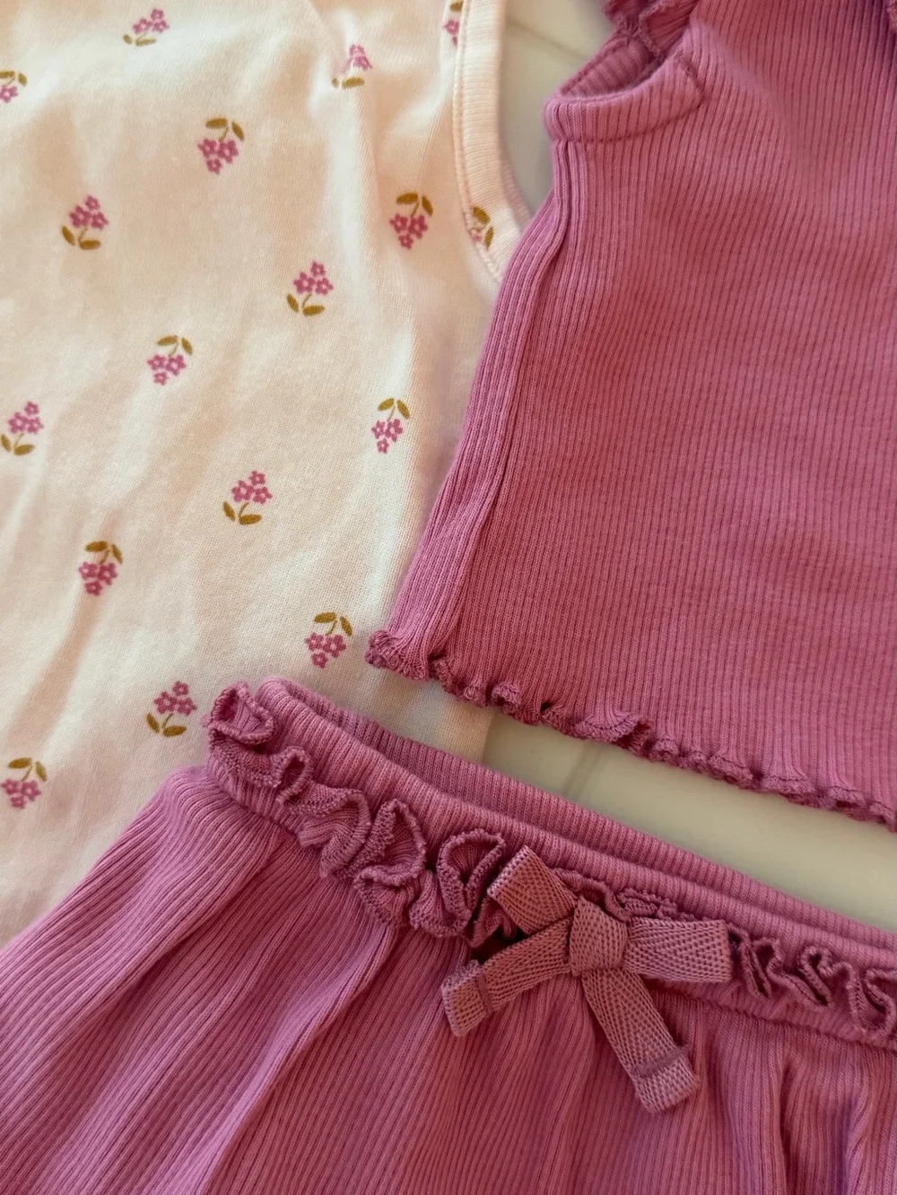 Pink Floral & Rose Set - baby 3-Piece Summer Outfit