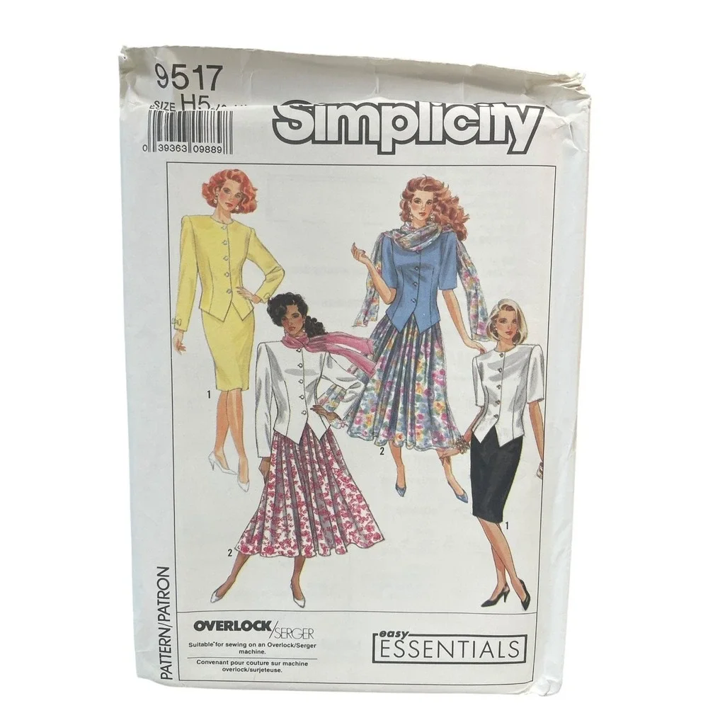 Simplicity 9517 Misses Skirt Jacket Scarf Sewing Pattern Size‎ 6-14 1980s