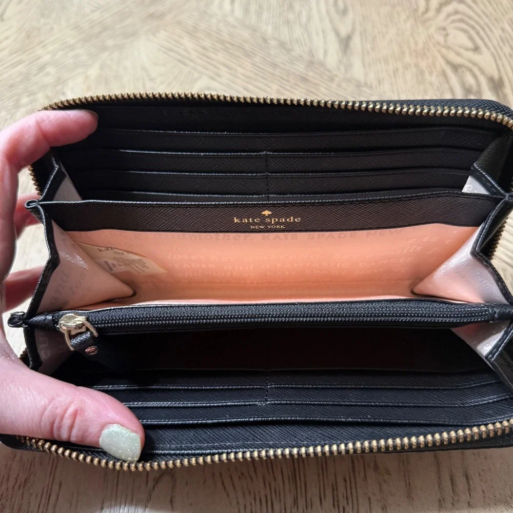 Kate Spade Black Candy Continental‎ Large Zip Around Wallet