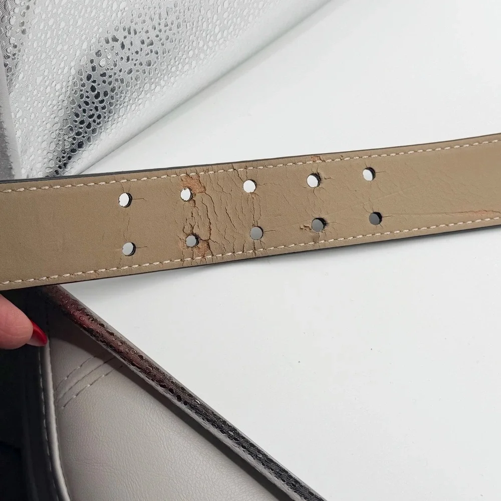 Talbots Womens XS Black Leather Belt Contrast Stitch Leather Wrapped Buckle Stud