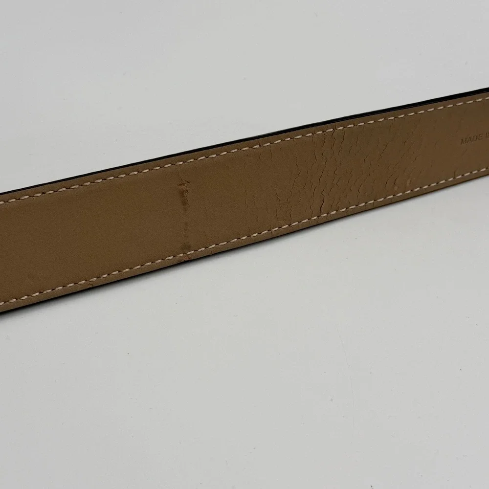 Talbots Womens XS Black Leather Belt Contrast Stitch Leather Wrapped Buckle Stud