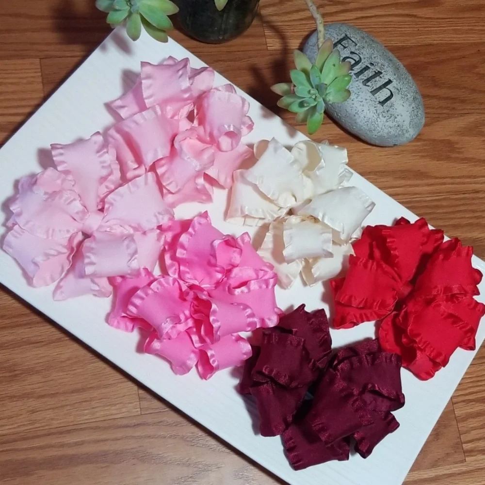 BIG double ruffle ribbon bows 6‎ NEW