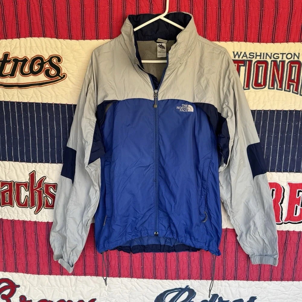 Size L - The North Face Men's Full Zip Up Long Sleeve Blue And Grey Outdoor Wear