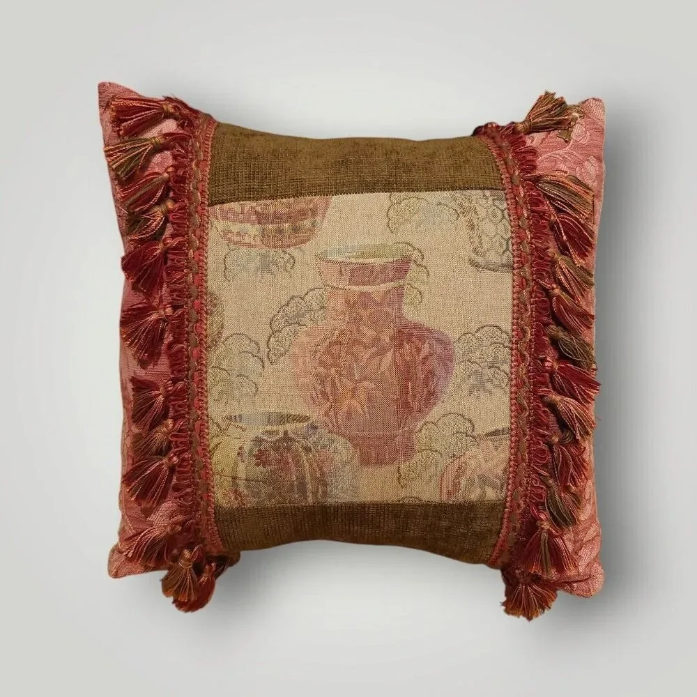 French Tapestry Throw Pillow‎ Appx. 15x15