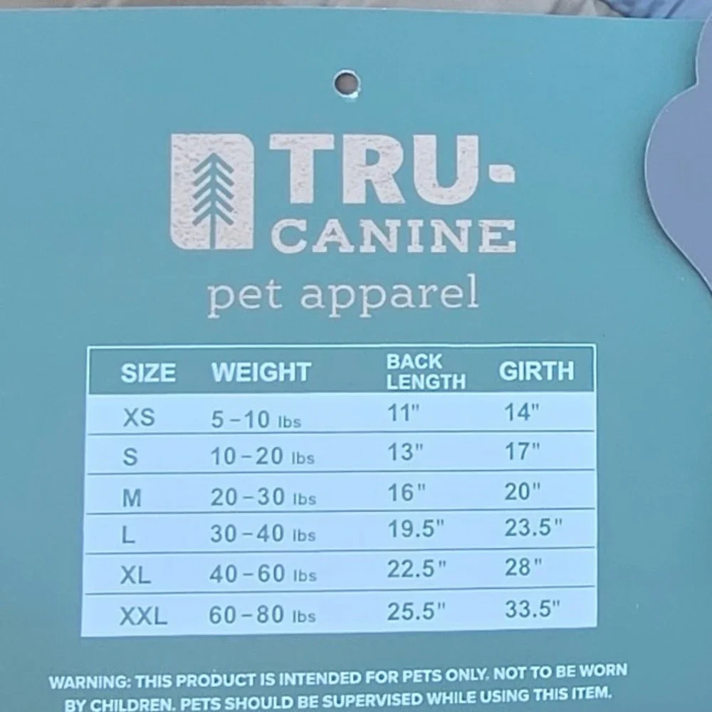 TRU-CANINE measurements back